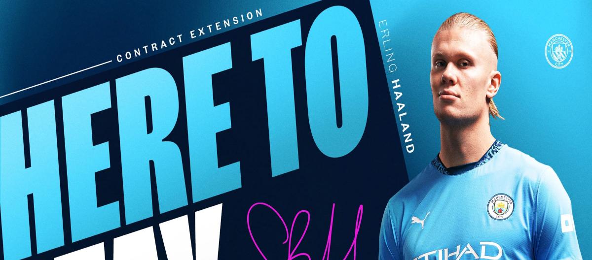 Manchester City completes contract extension with Norway international center forward Erling Håland..
