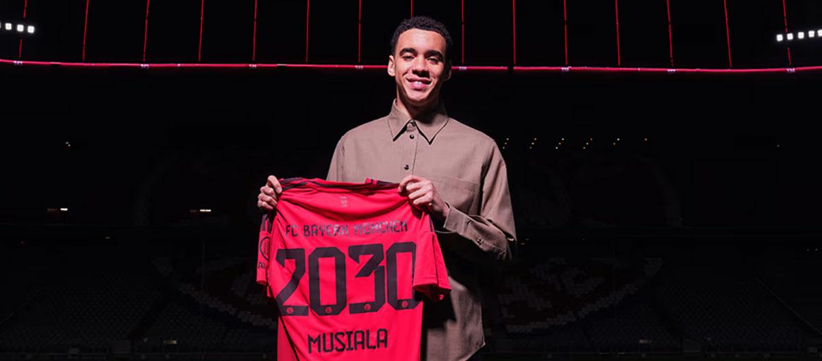 Bayern Munich completes contract extension with Germany international attacking midfielder wonderkid Jamal Musiala..