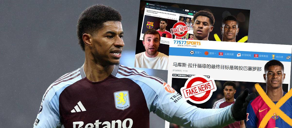 Hyping up old fake news which lied and claimed that Barcelona "had set their sights on signing Marcus Rashford, whose future at Manchester United was undecided" yet again for no reason at wh