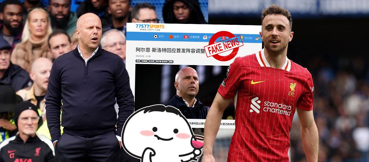 Our website's infamously notorious female rumour monger "Ms. Hype Up" deliberately distorted the remarks of Liverpool head coach Arne Slot and Diogo Jota's goalscoring statistics AGAIN FOR A