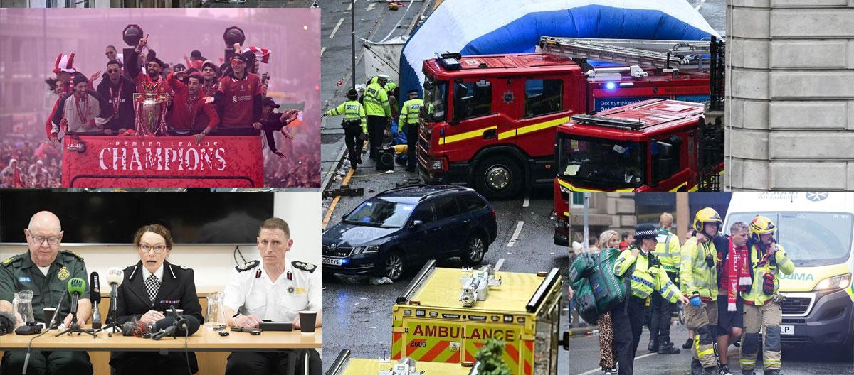 53 year-old English man arrested on suspicion of  taking drugs and deliberately crashing his car into several fans during the Liverpool Premier League Champions trophy parade..