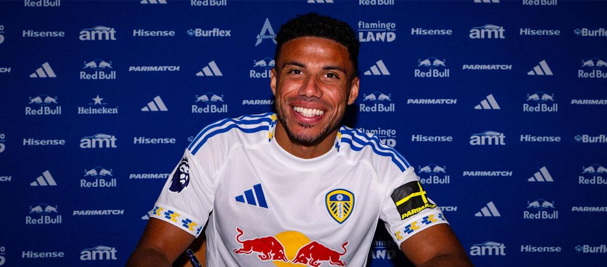 Leeds United officially announce the signing of Leicester City's England international defender James Justin..