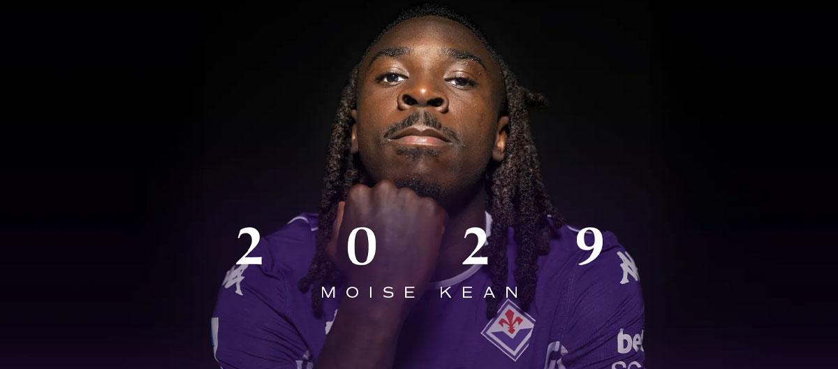 Fiorentina completes contract extension with Italy international forward Moise Kean..