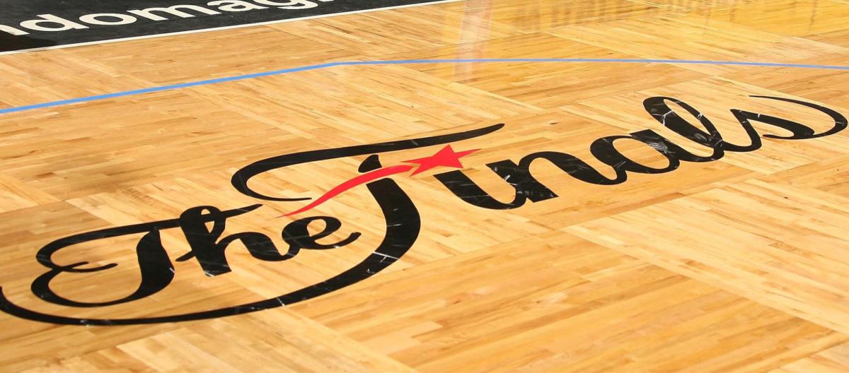 NBA Finals venue will have the gold trophy and the word "Finals" repainted