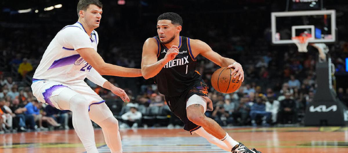 Booker scores 36 points to end Suns' losing streak as they defeat Jazz 118-96 for their first NBA Cup win.