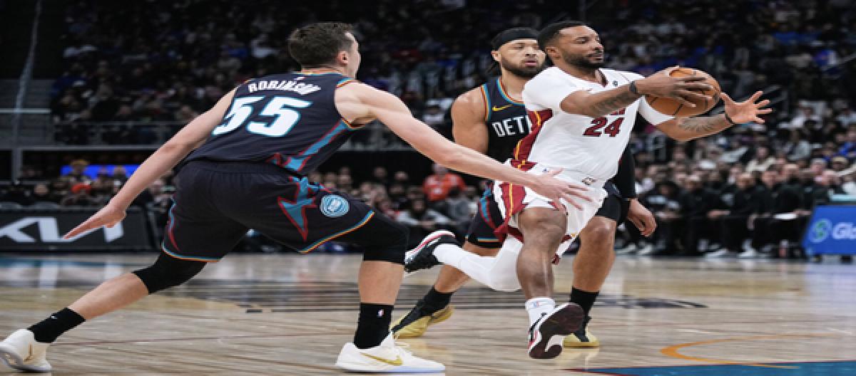 Powell's 36 points put the Heat to a 118-112 victory over the Pistons.