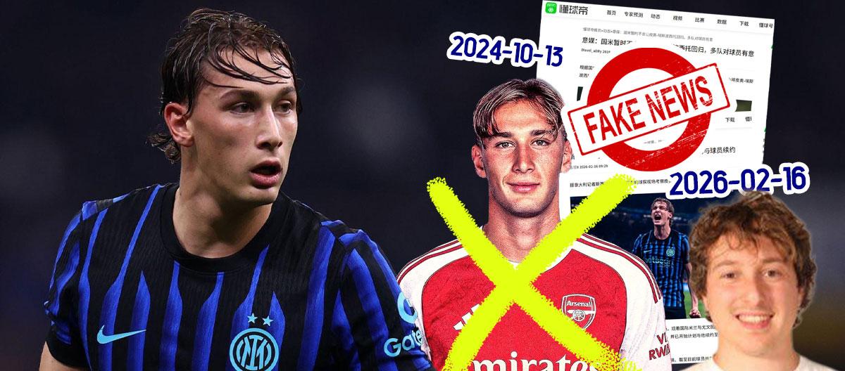 Chinese online media outlet Dong Qiu Di slammed by Matteo Moretto again for bringing up the fake news which claimed that Arsenal is interested in signing Inter Milan wonderkid Francesco Pio Esposito after a year-and-a-half again.. 