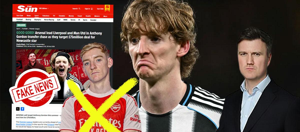 Newcastle United forward Anthony Gordon personally slams fake news claiming he will be transferring to Arsenal this summer..
