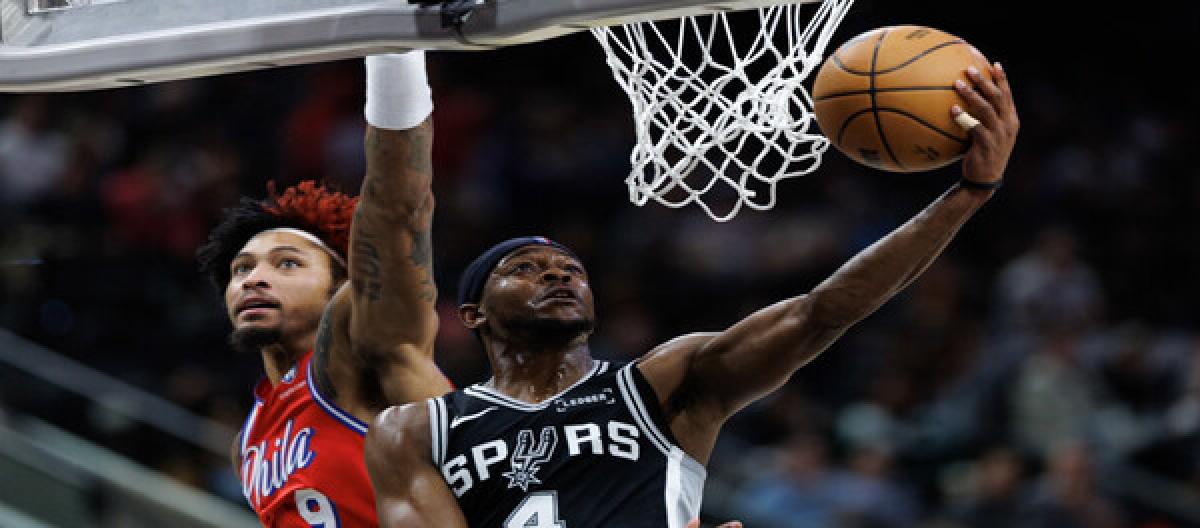 Embiid's 34 points weren't enough to save the Spurs from a 115-102 victory over the 76ers. Embiid's 34 points weren't enough to save the Spurs from a 115-102 victory over the 76ers.