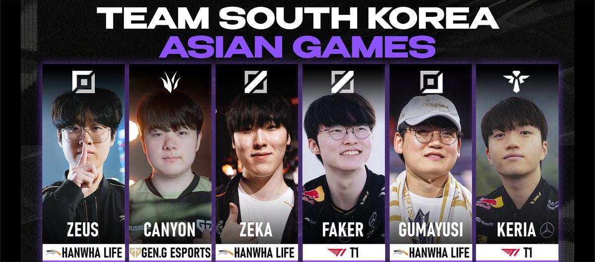 英雄联盟：Faker、Gumayusi、Zeus全在列，韩国公布亚运会代表队明星阵容..