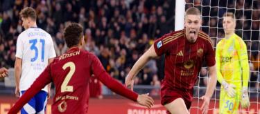 意甲联赛——萨勒马克尔斯、多夫比克先后破门，罗马2-1逆转10人科莫