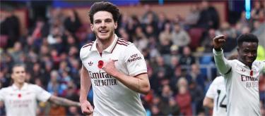 Premier League – Rice scores as Arsenal beat Burnley 2-0.