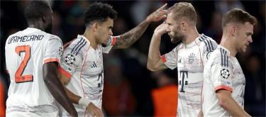 欧冠联赛——迪亚兹攻入2球后染红　拜仁慕尼黑2比1击败巴黎圣日曼