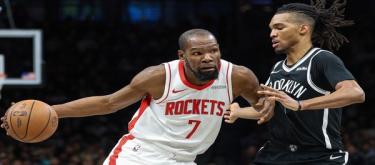 Thompson scored 23 points and Durant added 22, as the Rockets defeated the Nets 120-96.