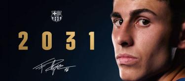 Barcelona completes contract extension with Spanish international attacking midfielder wonderkid Fermín López..